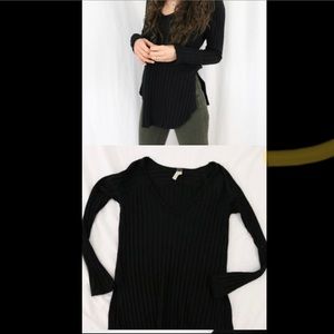 Free people // black ribbed tunic sweater